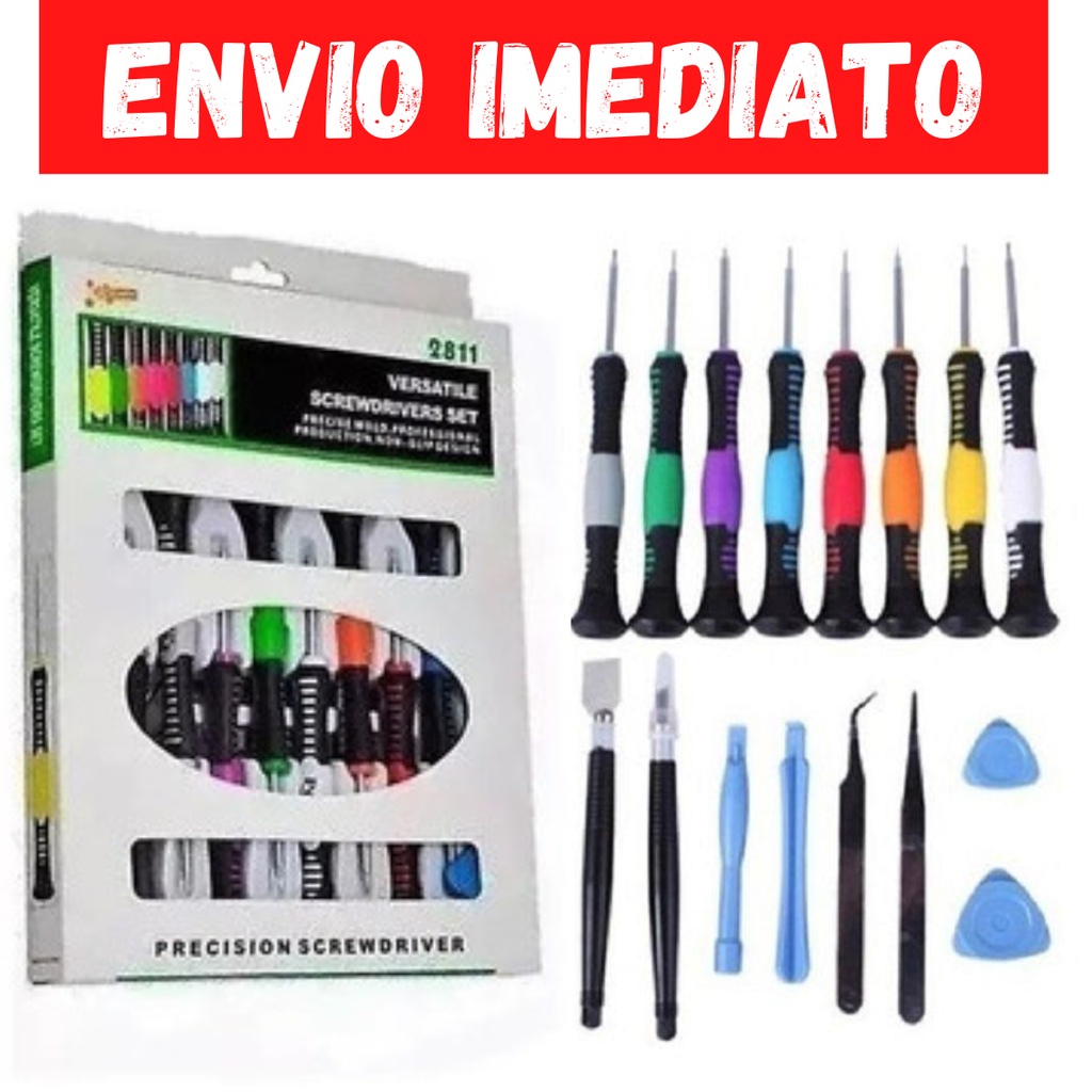 Kit Jogo de Chaves Imantada Ferramenta para Manutenção Abrir Celular Tablet Iphone Android 16 peças