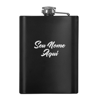 Cantil de Bolso Porta whisky em Inox Personalizado com Nome 224ml