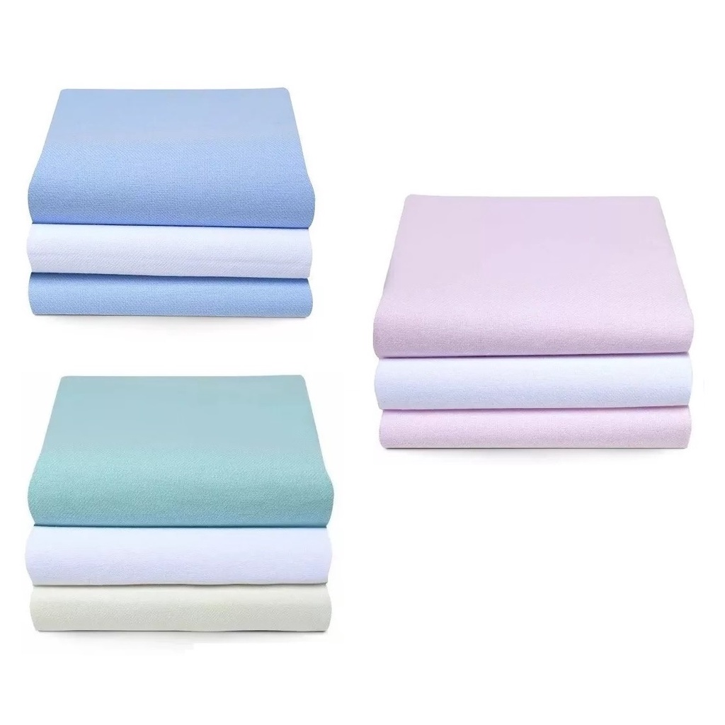 Cueiro Flanelado Papi Karinho 80x50 cm Liso com 03 Unidades 100% Algodão - Enxoval Bebê