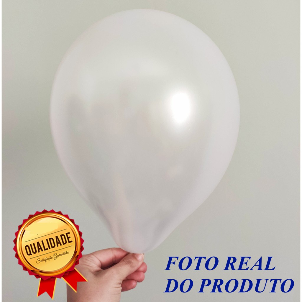 50 unid. BALÃO DE AR  N. 9 METALIZADO BRANCO, BEXIGA de festa  numero 9" metalizada branca em Oferta na Shopee