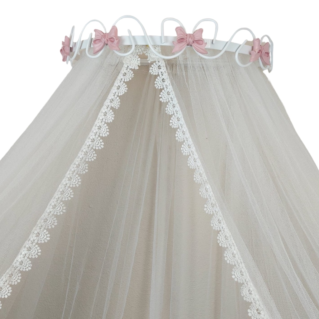 Dossel laços com mosquiteiro tule para berço
