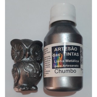Tinta Metálica Chumbo - Tinta Para Arte e Artesanato, gesso - 100Ml em Oferta na Shopee