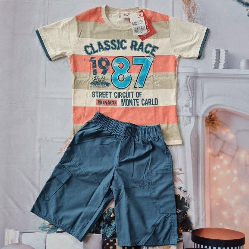 Conjunto Infantil Masculino Camiseta Listrada e Bermuda Brandili 21540/44