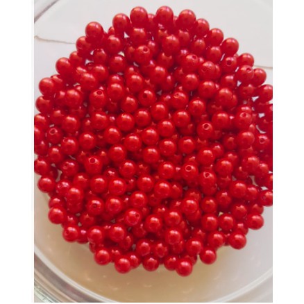 100aprox Perola 8mm Cor vermelho com furo  Decoração artesanato bijuteria em Oferta na Shopee