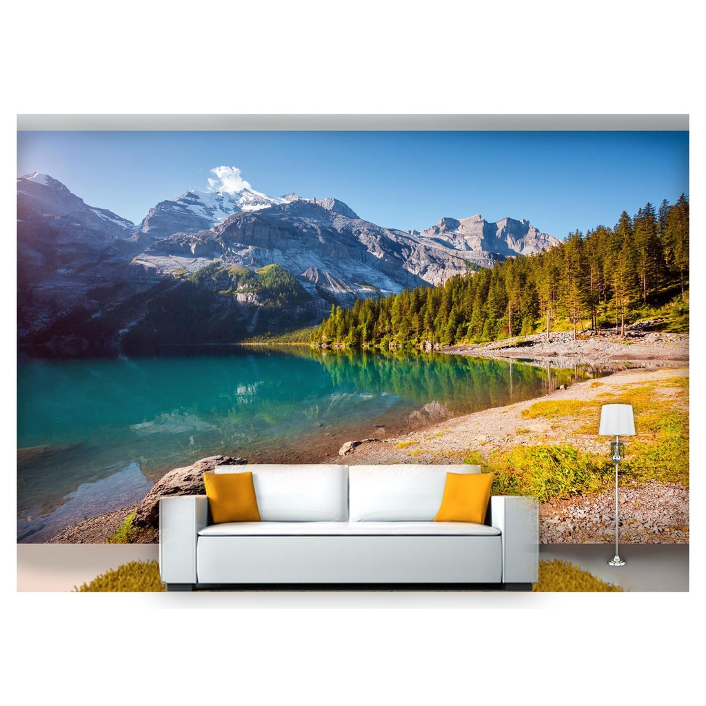 papel de parede Lago montanha céu azul 3D 6m² NLK150