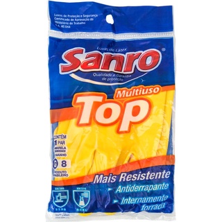 Luva de Latex Sanro G Top Amarela