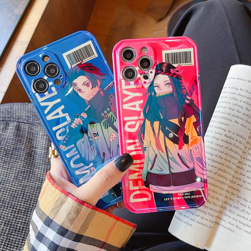 iPhone 12 Pro Max 7 8 plus se2 X XR XS MAX 11 Pro 11ProMax 12Pro Street Fashion Blu-ray Anime cartoon Demon Slayer boy girl IMD shockproof Phone Case