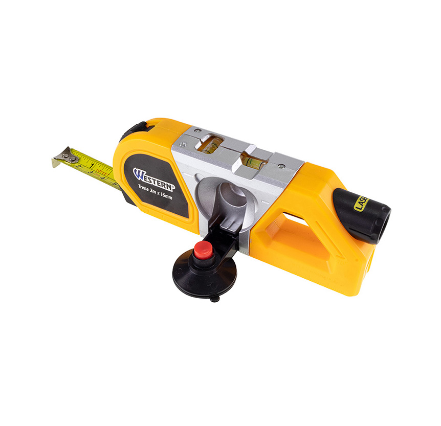 Nível A Laser 2 Bolhas Com Trena Régua Nivelador Alcançe 15 Metros Western Ref. Hl-602