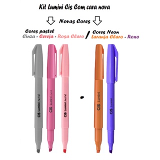 Marca Texto Cis Lumini c/5 Cores Novas !! em Oferta na Shopee