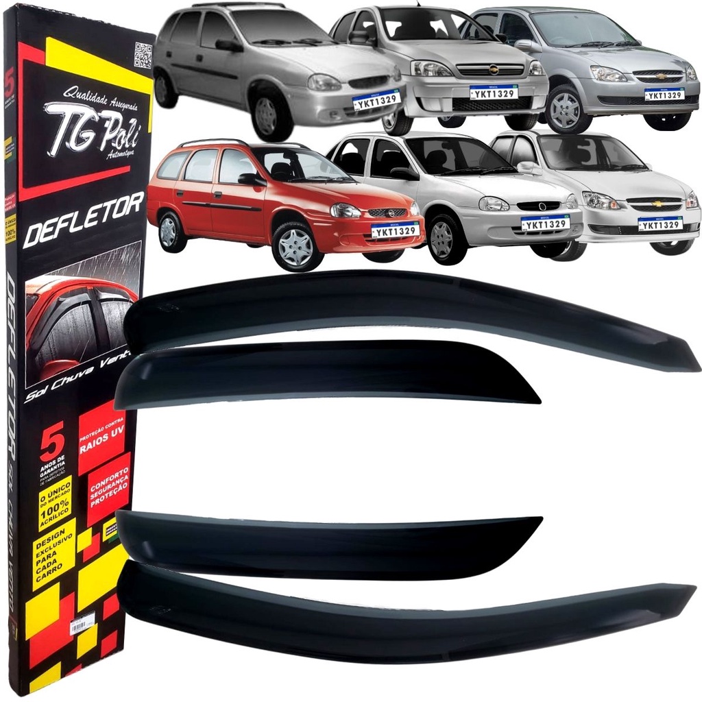 Calha de Chuva Defletor TG Poli 4 portas Corsa Hatch Sedan Wagon Classic 1994 1995 1996 1997 1998 1999 2000 2001 2002 2003 2004 2005 2006 2007 2008 2009 2010 2011 2012 2013 2014 2015 2016 em Oferta na Shopee
