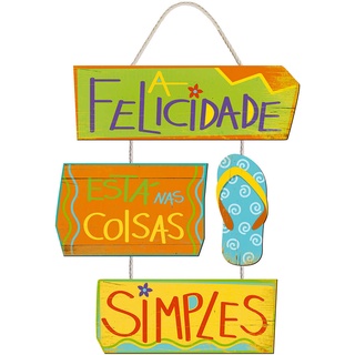 Placa Decorativa em MFD Adesivada - A Felicidade Esta nas Coisas Simples