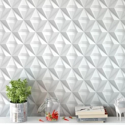 Papel De Parede Gesso Triangular 3D com efeitos de sombras