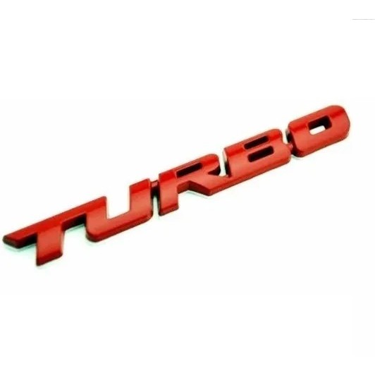 Emblema Logo Turbo - Aplicação Universal Em Metal - Vermelho