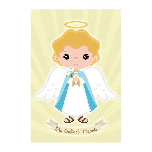 Quadro de decoração/decorativo para quarto de bebê/criança- Anjo Gabriel/Infantil/ 3 Anjos celestiais/ São Gabriel Arcanjo - 1 peça 60x40 - 3mm