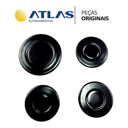 Kit Espalhadores Tampinhas Fogão Atlas Utop Glass 4 Bocas em Oferta na Shopee