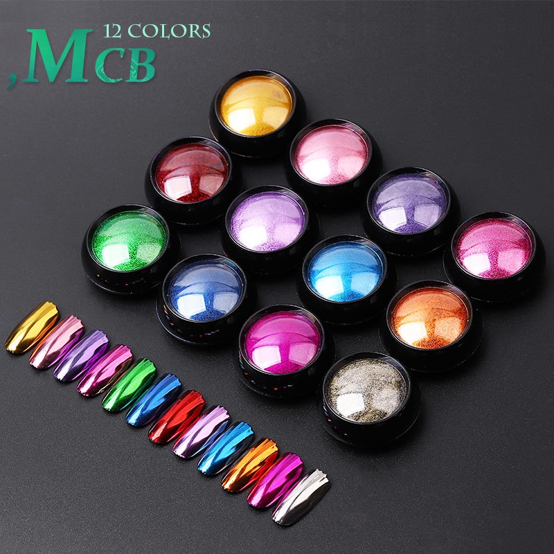 Pigmento De Unha De Prata Holográfico Degradê Com Crop Cromado UV/Gel/Esmalte Nai Jp