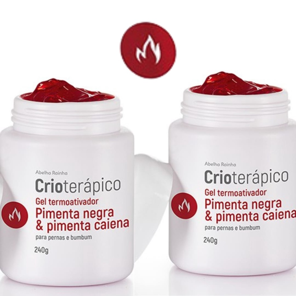 Kit  Gel Redutor de Medidas Termoativador Pimenta Negra e Pimenta Caiena Queima Gordura Para Pernas e Bumbum Crioterápico Abelha Rainha