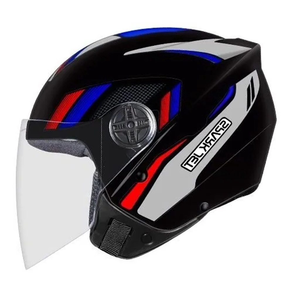 CAPACETE ABERTO EBF JET STING PRETO E PRATA