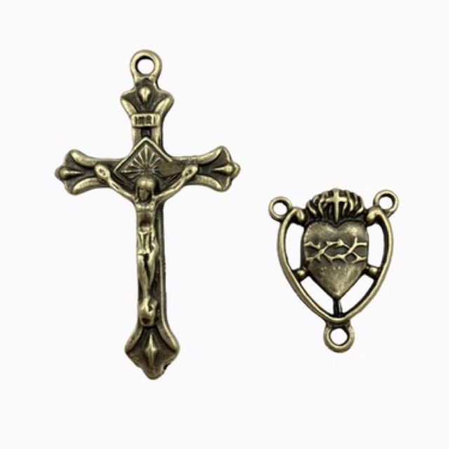 25 Crucifixos + 25 Entremeios Sagrado Coração de Jesus Ouro velho em Oferta na Shopee