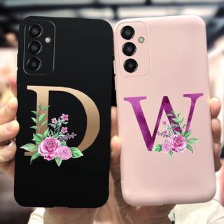 Capa Fofa Para Samsung Galaxy M13 4G Flexível TPU Letras De Silicone Alfabeto Flor De Celular Sasmung M13 M135F Pára-Choques