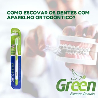 Escova Dente Adulto Ortodontica Orto System - GREEN