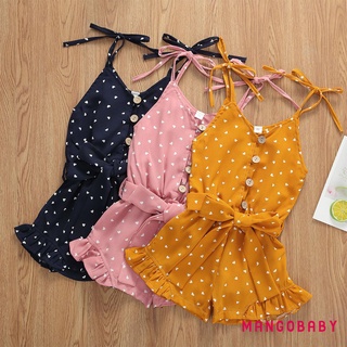 MG-Toddler Kids Baby Girl Sleeveles Romper Heart Print Jumpsuit Conjunto De Roupas De Sol Para Bebês De Verão