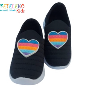 Tênis Infantil Menina Meia Calce Fácil Leve Flexivel Confortável Coração Pop IT
