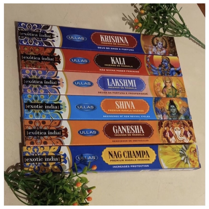 Kit 6 Unidades - Incenso de Massala Indiano Krishna, Kali, Lakshmi, Shiva, Ganesha, Nag Champa em Oferta na Shopee