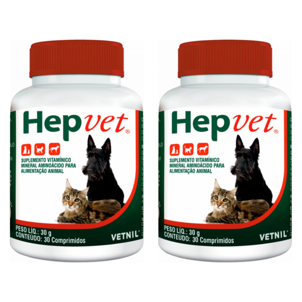 2 Hepvet Suplemento Hepatite Cães Gatos 30 Comprimidos em Oferta na Shopee