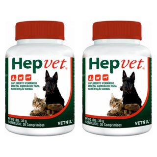 2 Hepvet Suplemento Hepatite Cães Gatos 30 Comprimidos em Oferta na Shopee