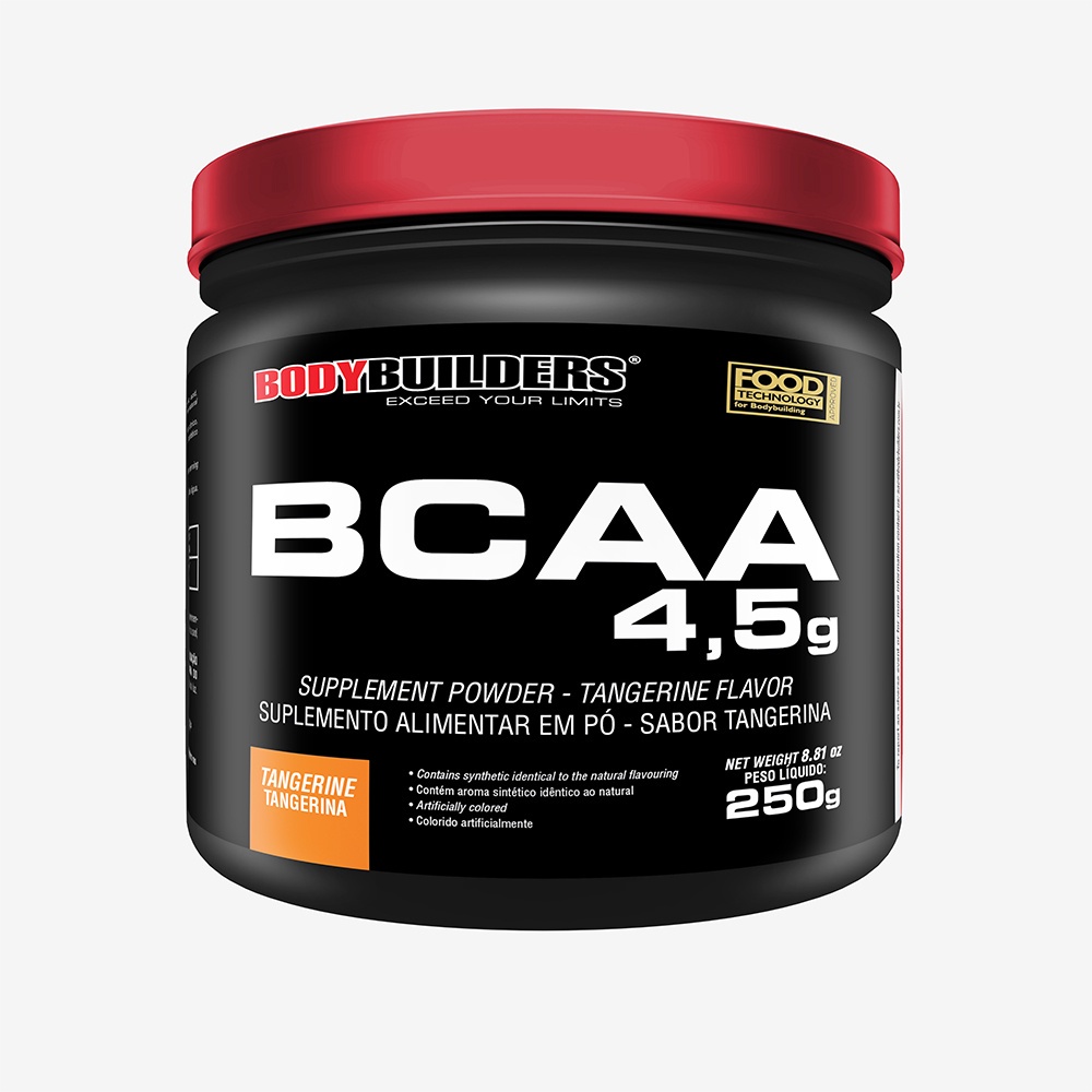 BCAA 4.5 POWDER 250g Sabor Tangerina - Bodybuilders Suplemento para Recuperação Muscular e Força