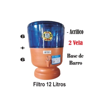 Filtro de barro com acrilico 12 litros