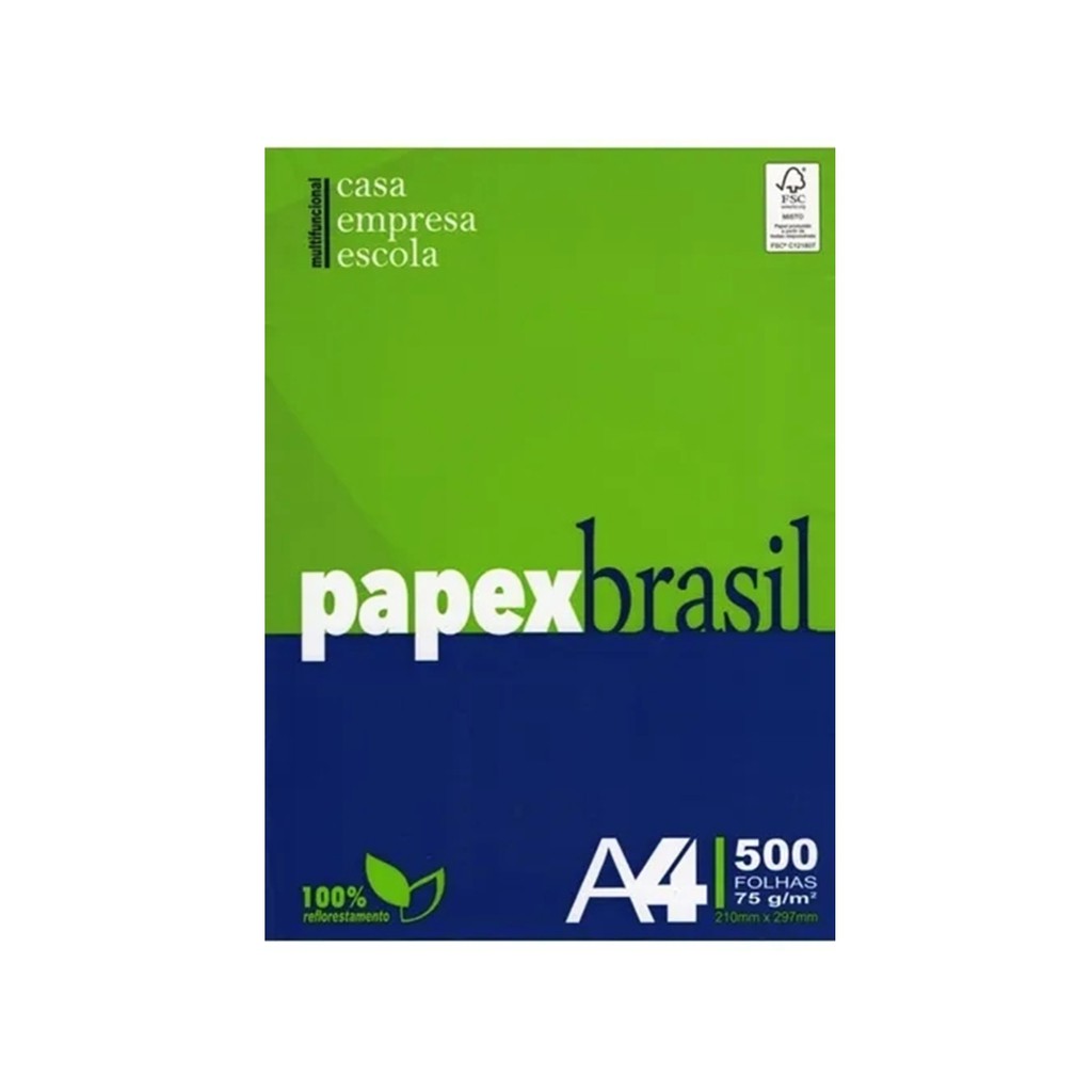 Papel A4 500 Folhas 75g Branco Pacote De Sulfite Papex Brasil Multifuncional Casa Empresa Escola