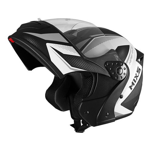 Capacete Mixs Gladiator Neo Grafite Brilhante Moto Articulado Escamoteável Robocop + Viseira Fume Extra