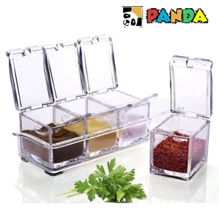 Porta Condimentos e Temperos em Acrílico com 4 Potes Organizadores e Colheres