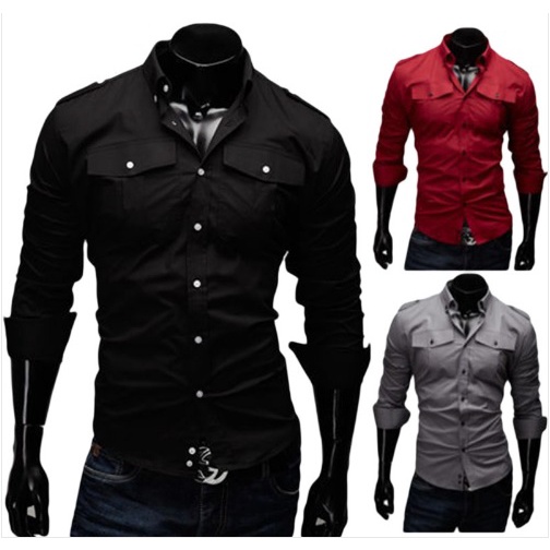 Camisa Social Slim Fit Estilo Militar