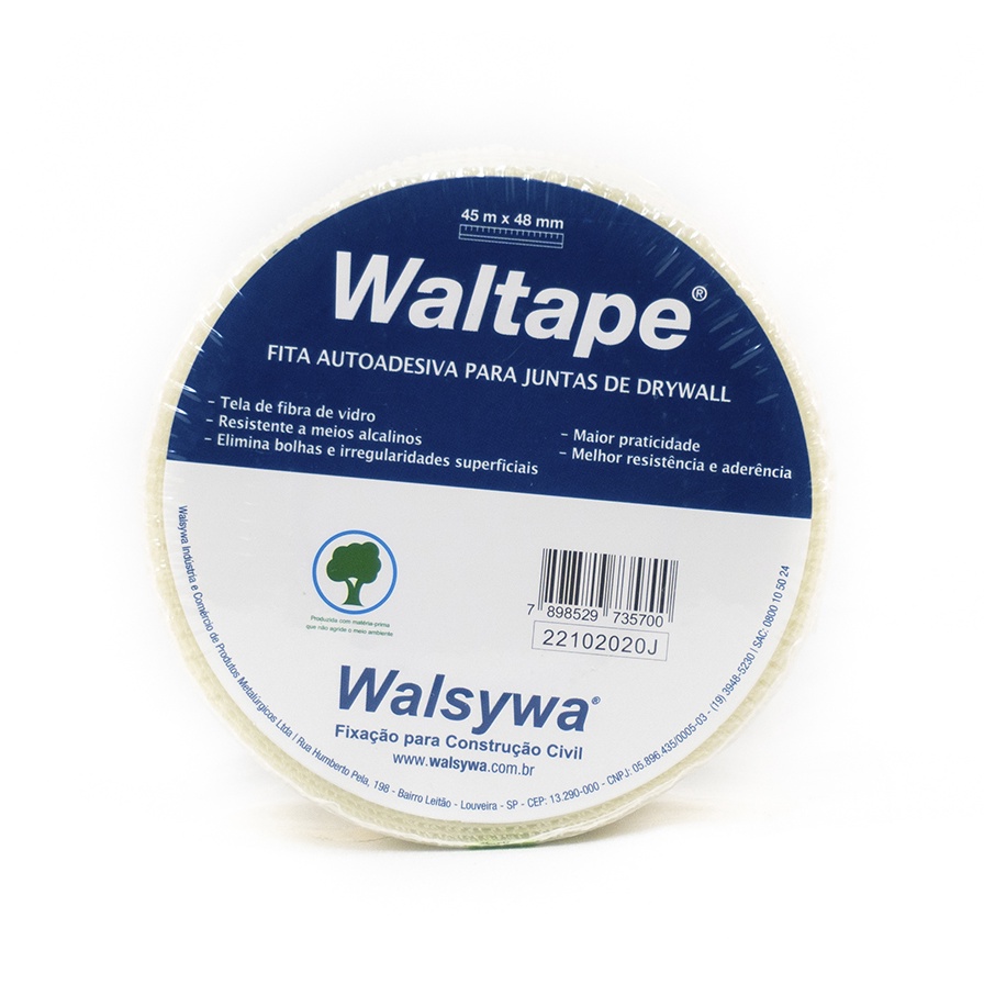 Fita Telada Drywall Waltape 90m X 48mm - Walsywa