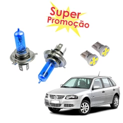 Kit Par Lampada Super Branca H4 + Meia Luz Led Farol Gol Parati Saveiro G4 todos