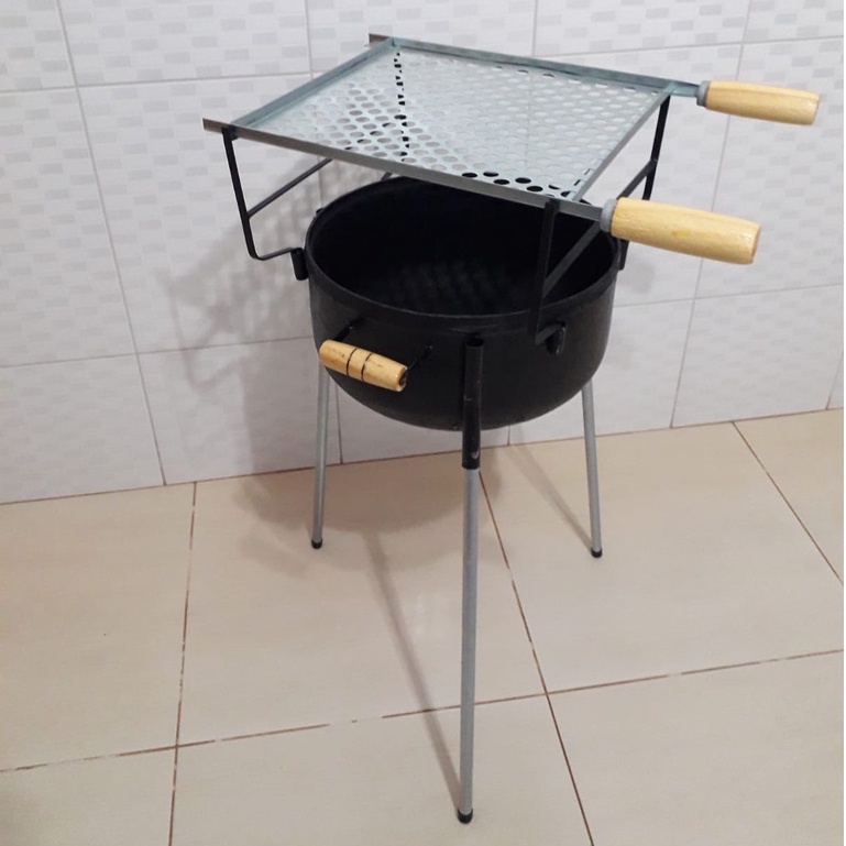 Churrasqueira a Carvão Botijão Tripé Completa Com Grelha Portátil Desmontável Prática Para...