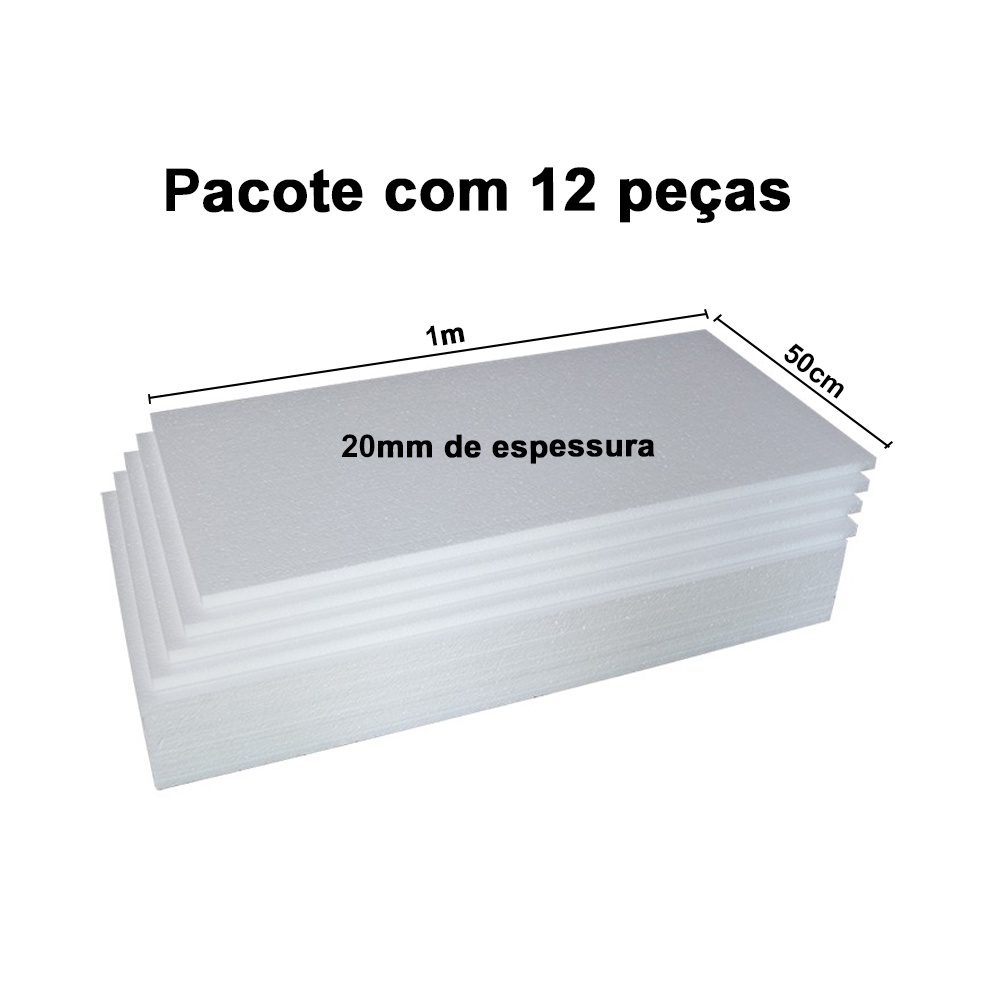 Placa De Isopor Espessura 20mm Pacote C12 Unidades 100x50cm Shopee Brasil 1289