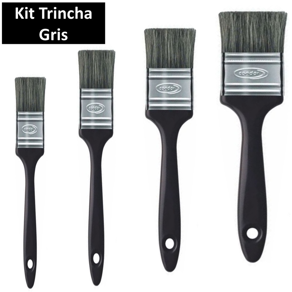 Kit Pinceis Trincha 700 Gris Qualidade Condor 4 Tamanhos Ideal para ...