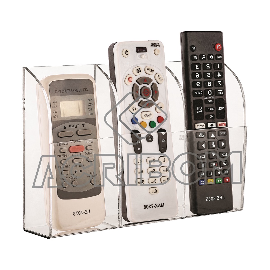 Suporte de Parede em Acrílico Cristal Transparente Triplo Para Controle Remoto - Acribom em Oferta na Shopee