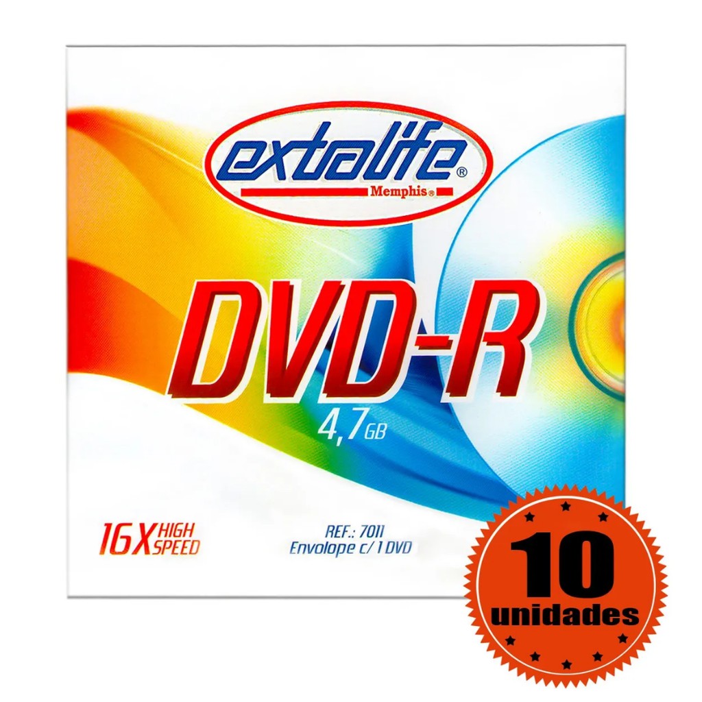 DVD-R Extralife 4,7gb Kit Especial 10 Unidades Lacrados