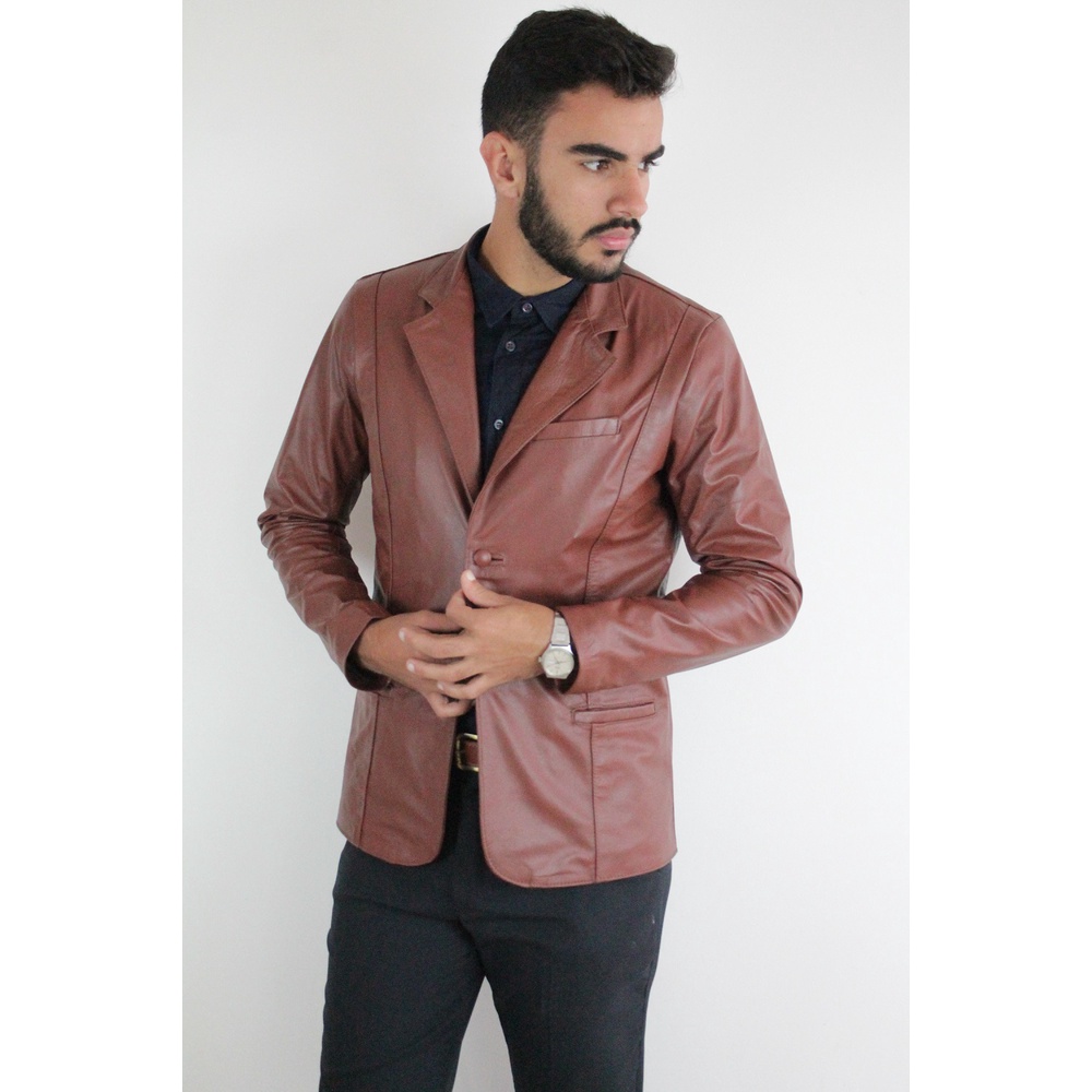 Blazer Masculino Em Couro Bovino Legítimo Premium 260