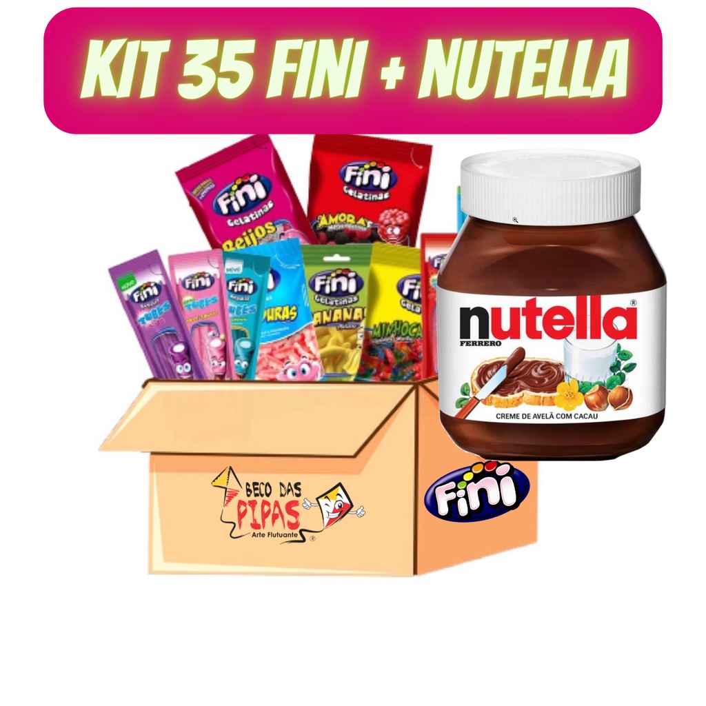 Kit 35 Guloseimas Bala Fini + Nutella Sabores Variados