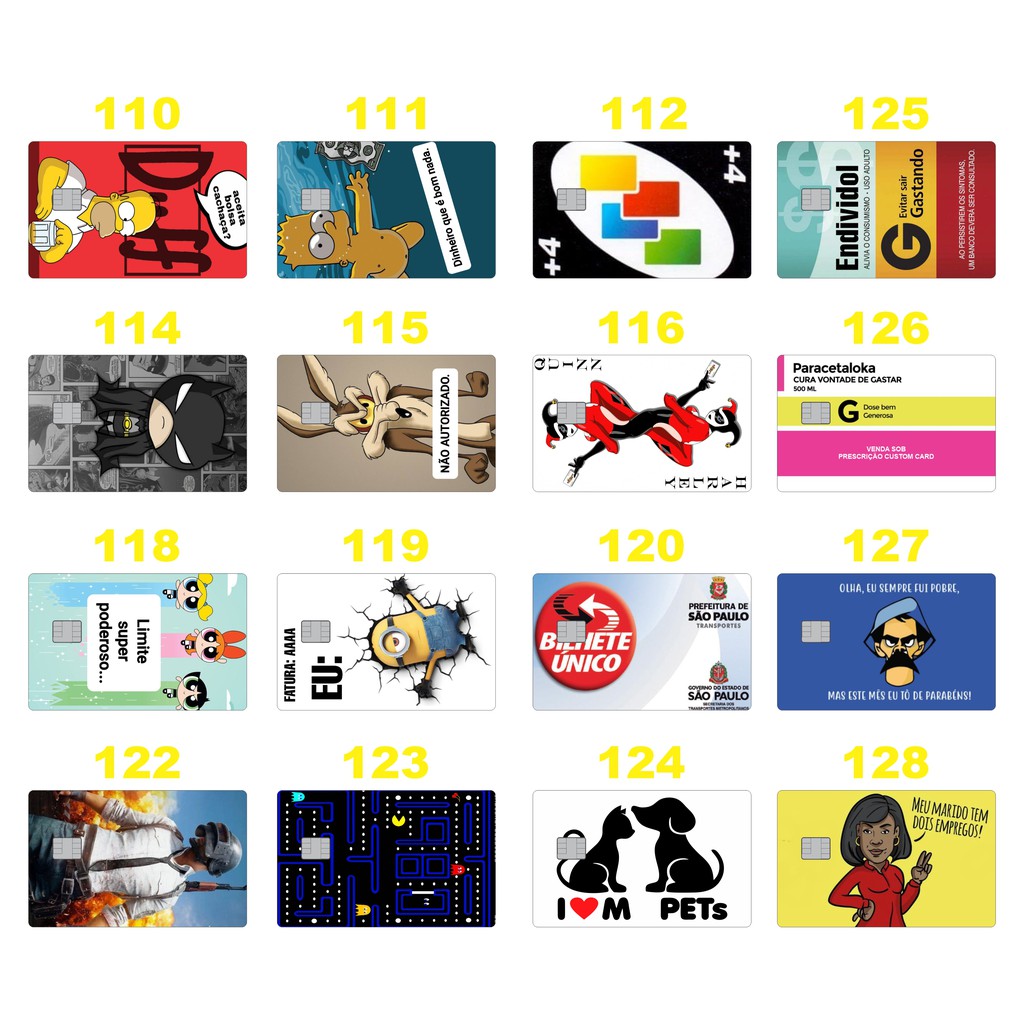 Adesivos para cartão de crédito 15 UNIDADES | Shopee Brasil