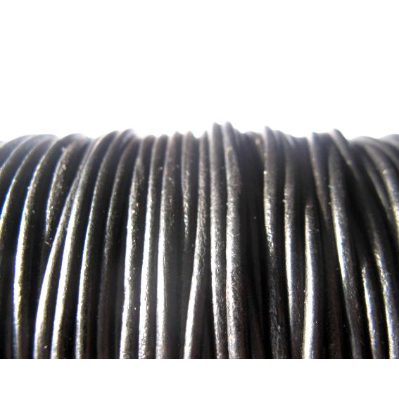 Fio/cordão de couro indiano roliço (natural) 1 mm - 3 metros (cores)