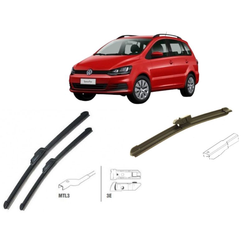Kit Palheta Limpador Parabrisa Dianteiro + Traseiro Spacefox 2013 2014 2015 2016 2017 2018 2019
