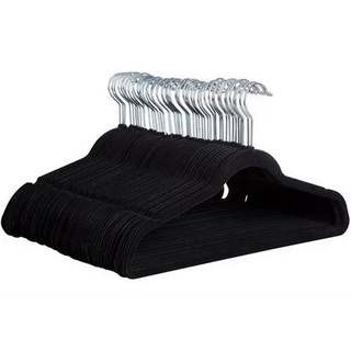 Kit 30 Cabides De Veludo Preto Slim Antideslizante Ultrafino Para Roupa
