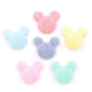 60Pcs 18 * 20mm Glitter Mouse Cabeça De Rato Bepowder Applique Patches De Pano Acolchoado Decoração DIY